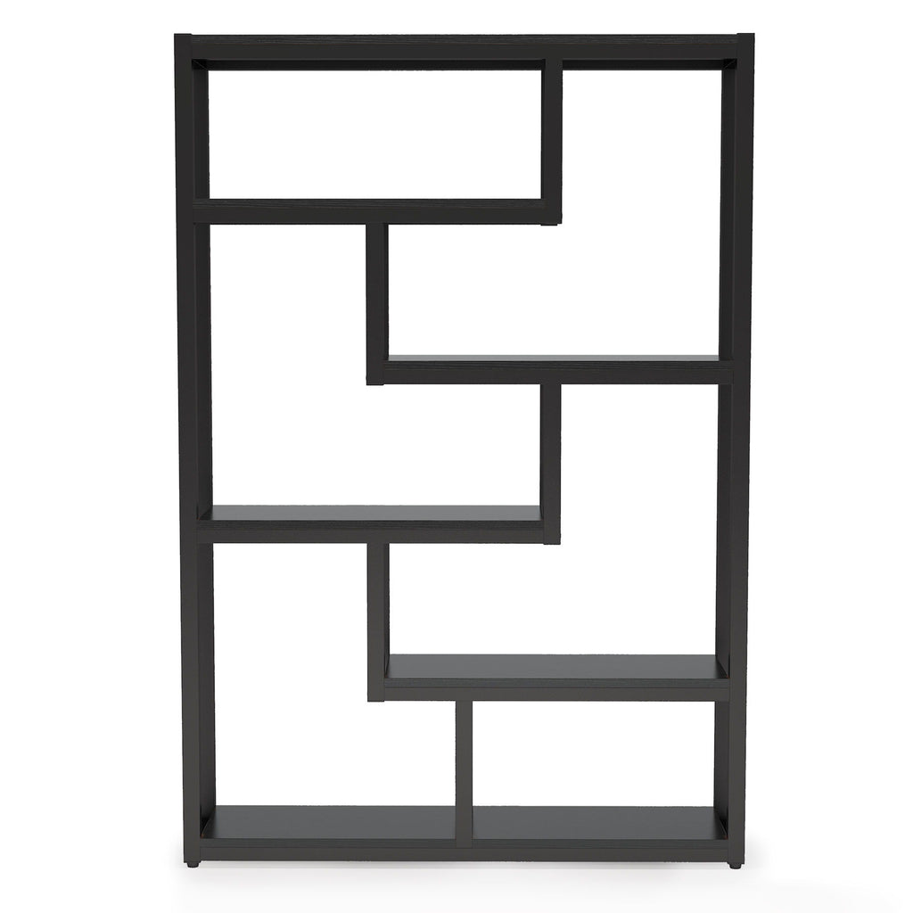 6 Tier Etagere Bookcase With Asymmetrical Shelves For Living Room