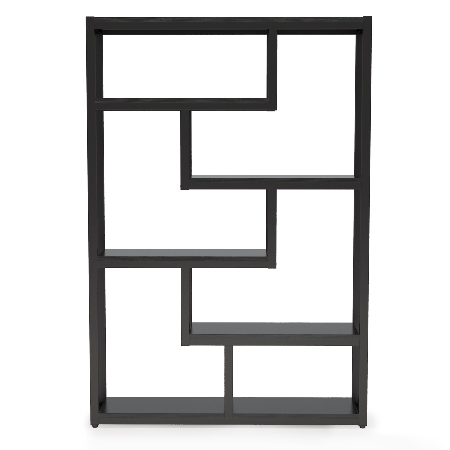 6 Tier Etagere Bookcase With Asymmetrical Shelves For Living Room