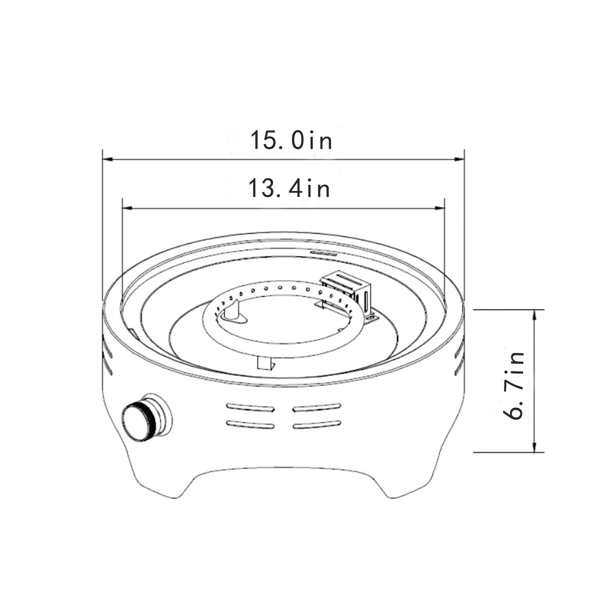 Propane Tabletop Gas Fire Pit, 40000 Btu Round For Outdoor - Black