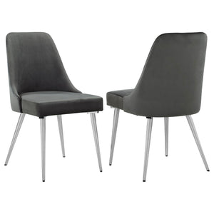Padded Side Chair With Upholstered Seat (Set of 2) - Gray