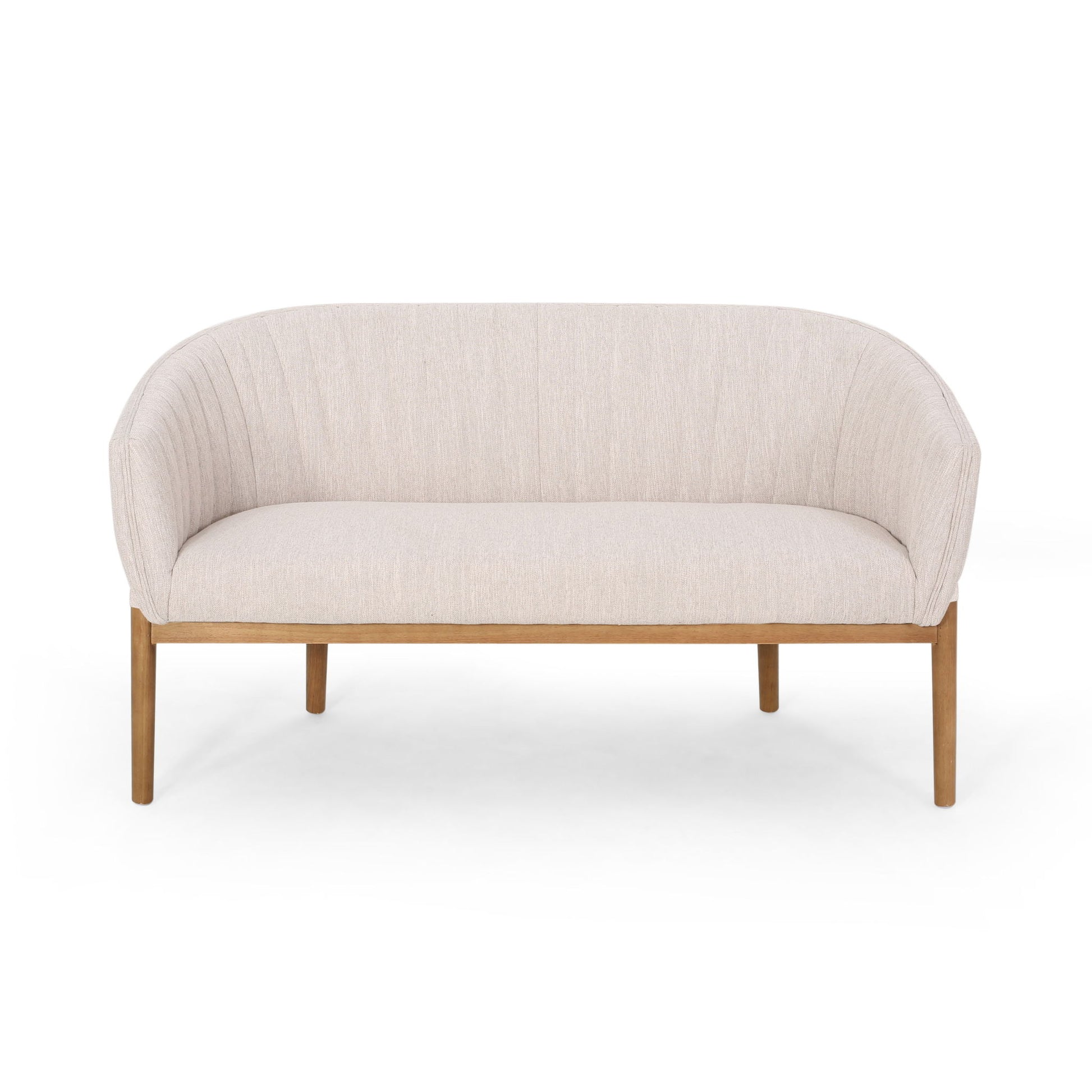 Mid Century Modern Loveseat With Channel Stitched Backrest