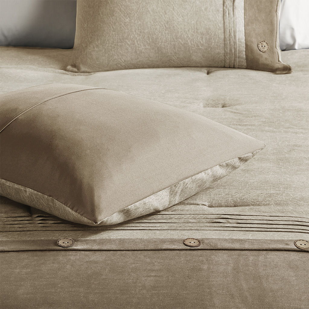 Boone - King 7 Piece Comforter Set - Tan