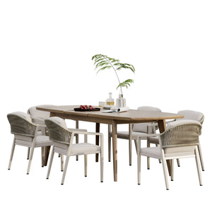 Modern Outdoor Dining Set With Expandable Acacia Wood Table