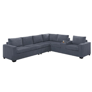 Modern Style L-Shape Sectional Set, USB Ports, Cup Holder