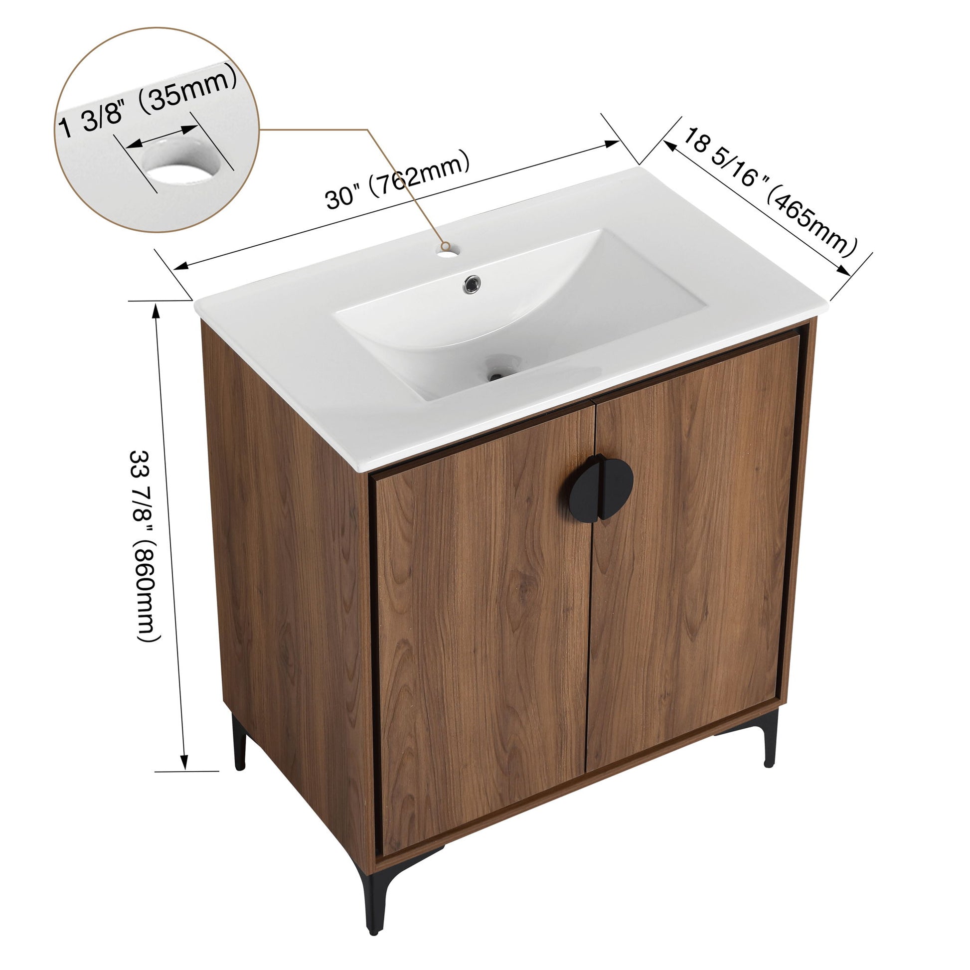 Modern Bathroom Vanity With Top Sink, Engineered Wood Storage Cabinet