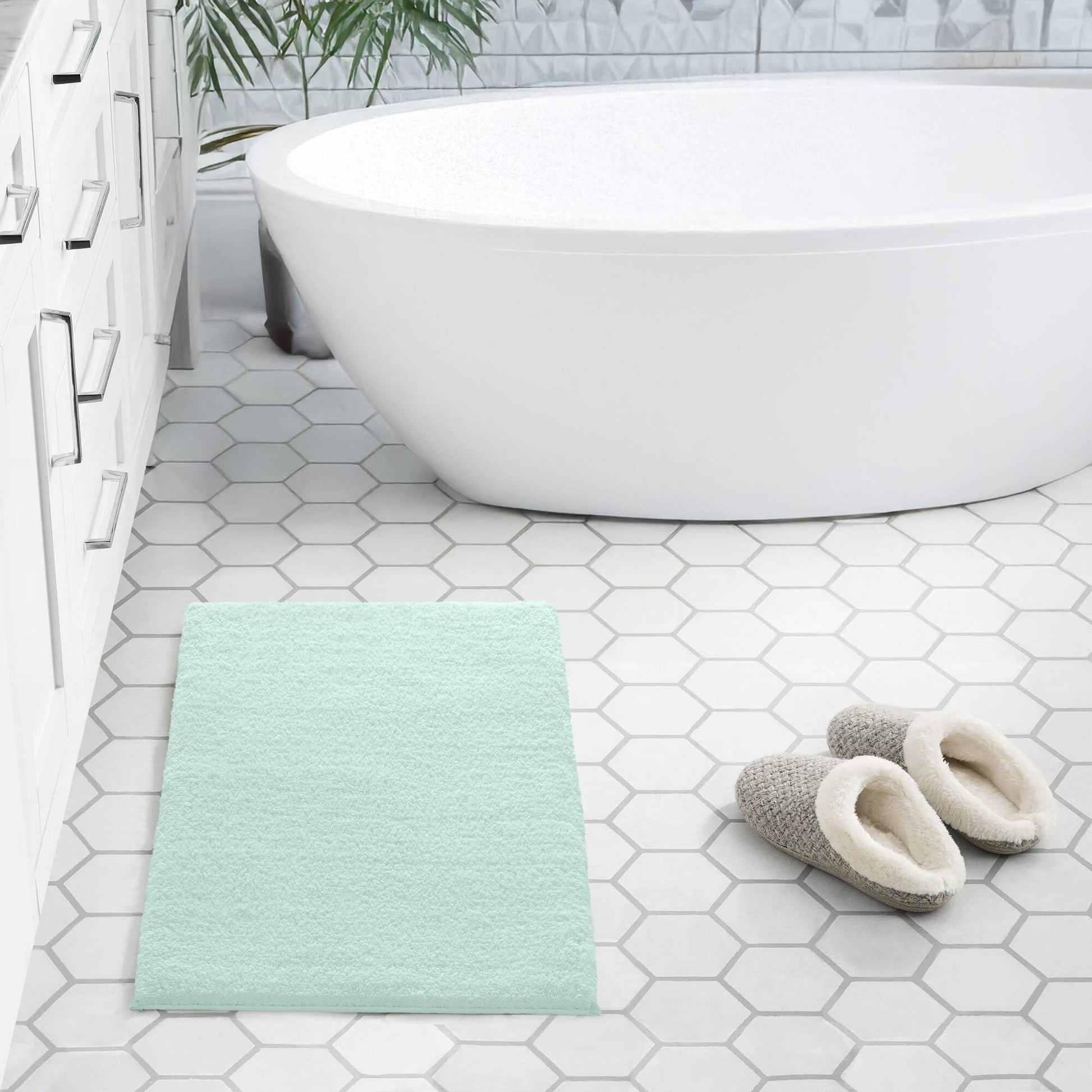Marshmallow - 24" x 40" Bath Rug - Seafoam