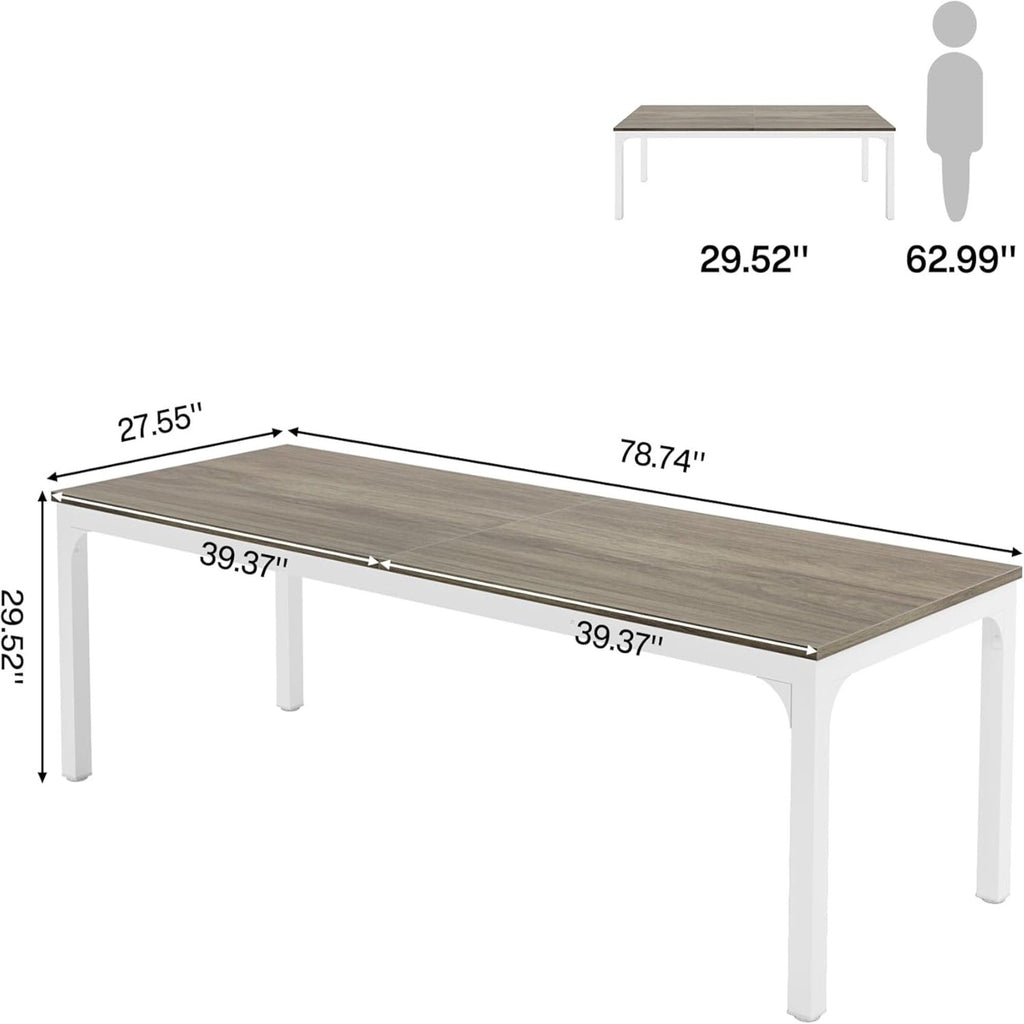 Extra Long 2 Person Computer Desk With, Collaborative Workstation For Home Office - White / Oak