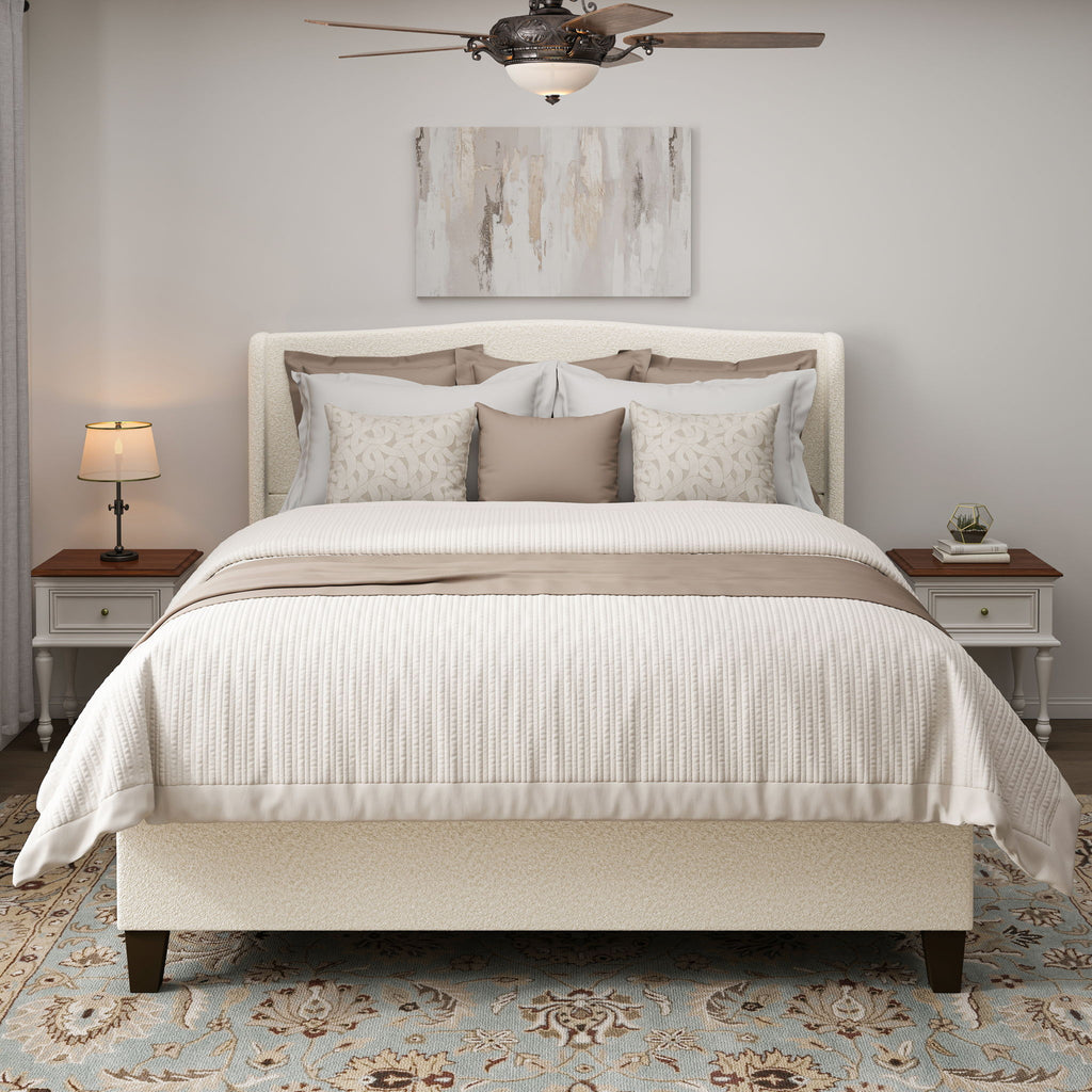 Platform Bed Frame With Tall Headboard And High Footboard