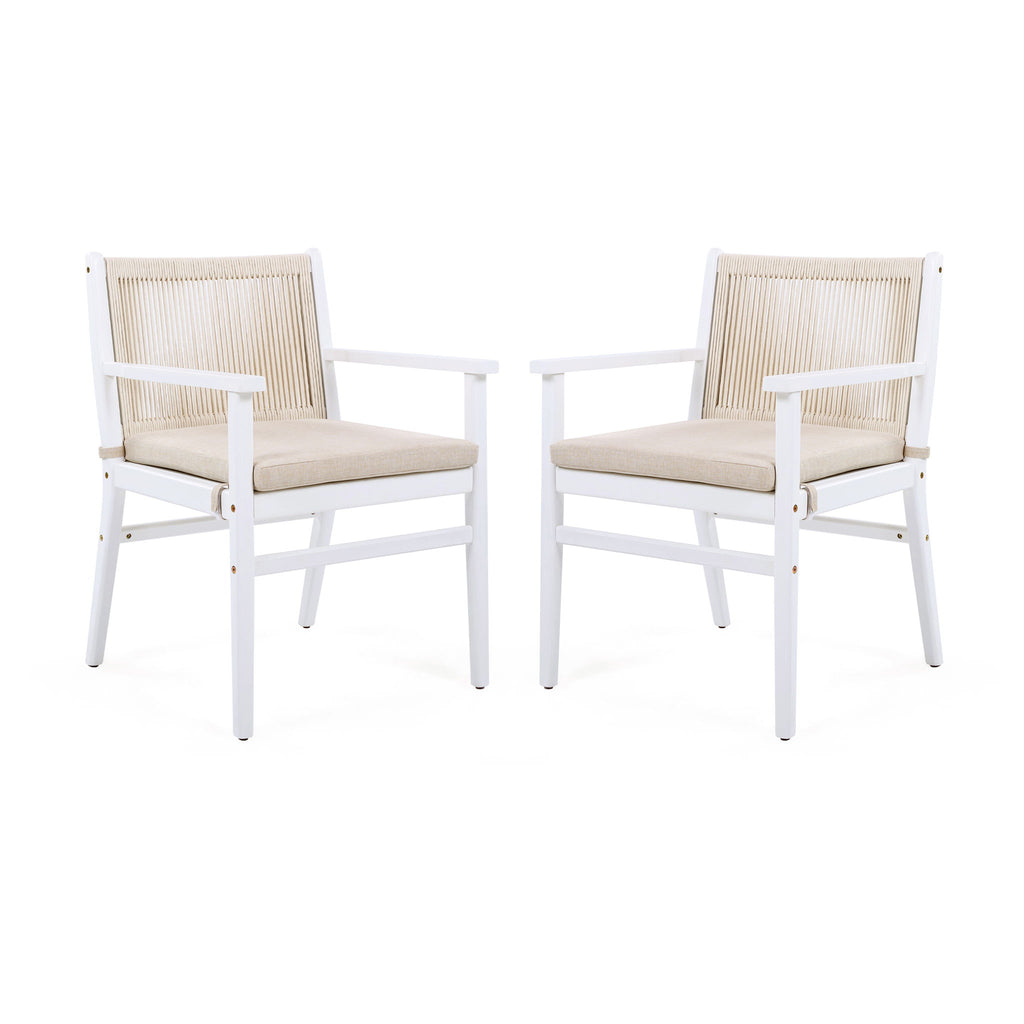 Outdoor Acacia Wood Patio Dining Armchair (Set of 2)