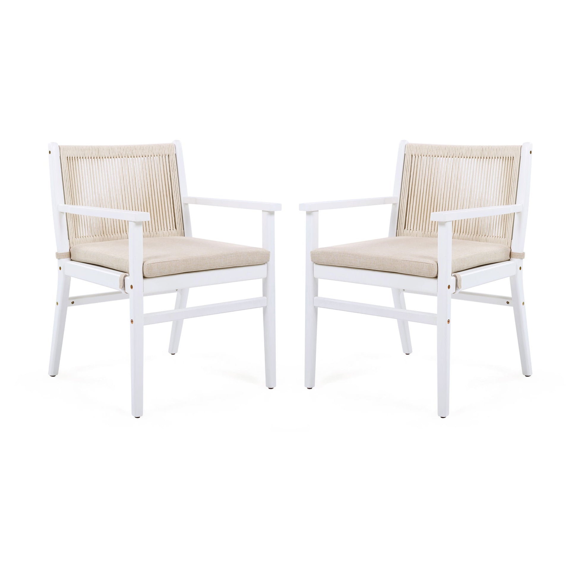 Outdoor Acacia Wood Patio Dining Armchair (Set of 2)