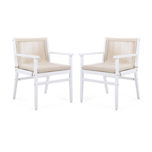 Outdoor Acacia Wood Patio Dining Armchair (Set of 2)