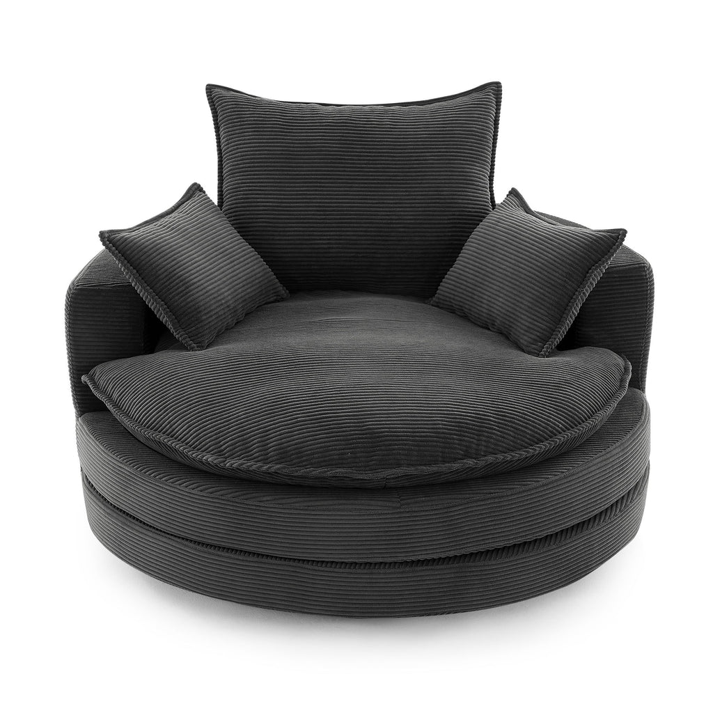 360° Swivel Accent Barrel Chair With Dual Layer Cushion And 3 Removable Pillows