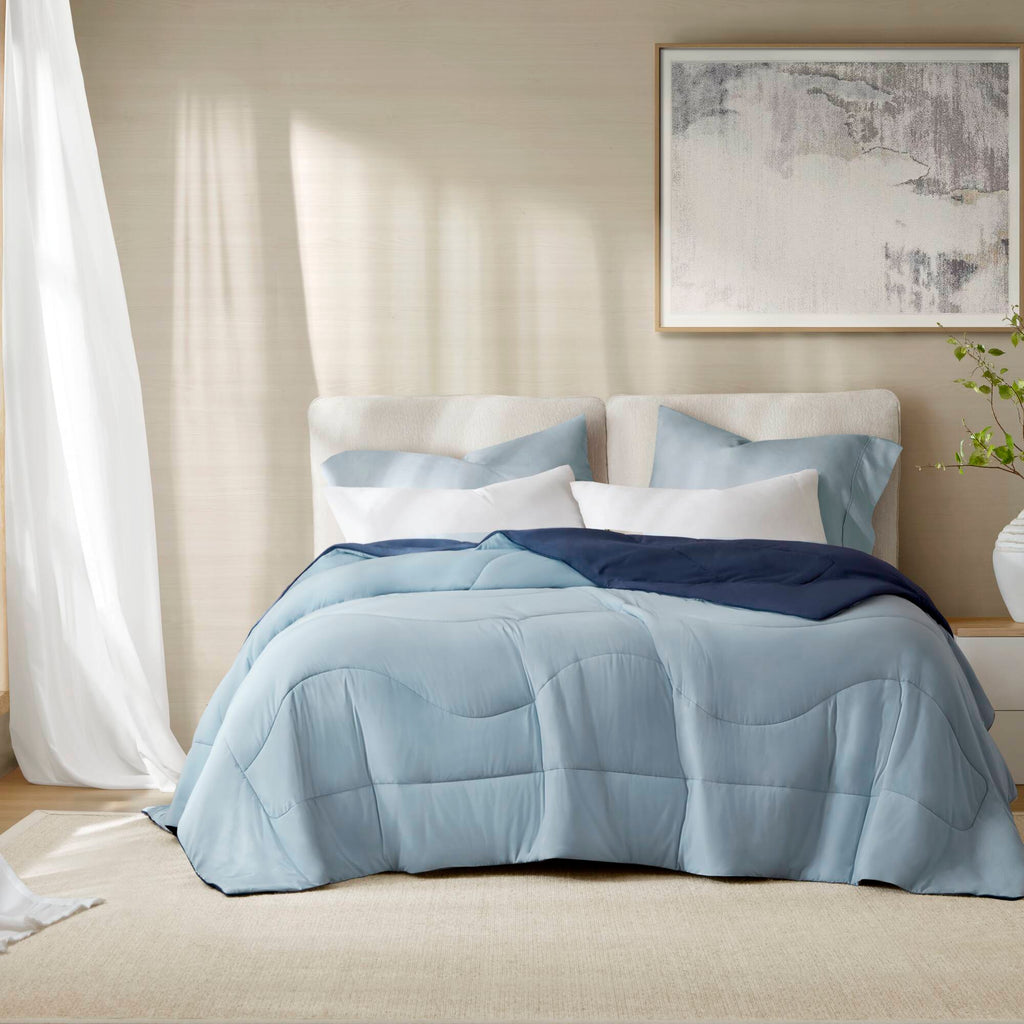 Cooling - Full/Queen Reversible Tencel Comforter Blanket - Blue