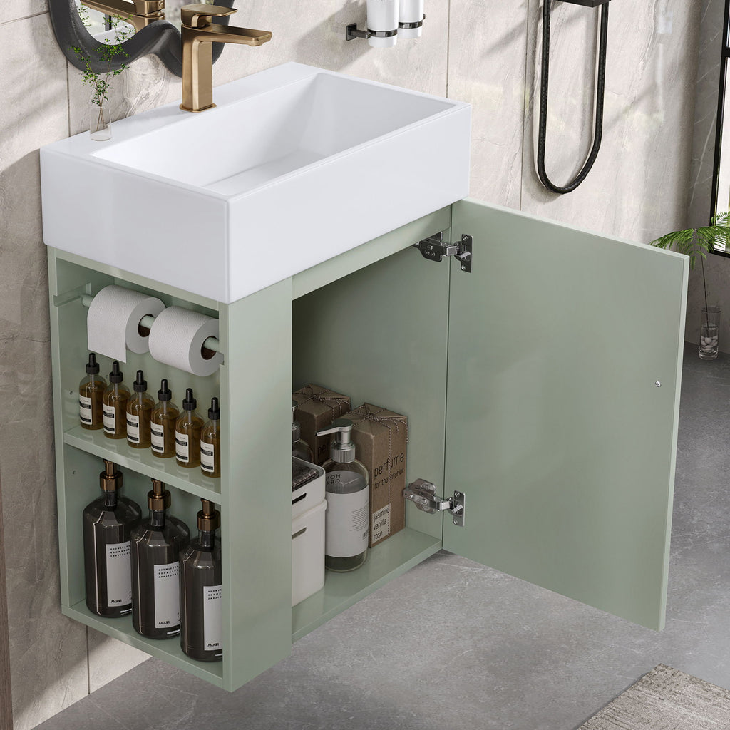 Modern Bathroom Vanity With Sink, Diamond Pattern Doors