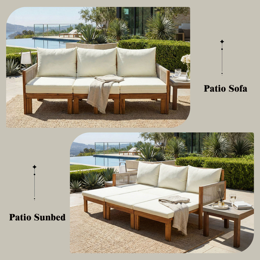 Outdoor 3 Seat Patio Sunbed