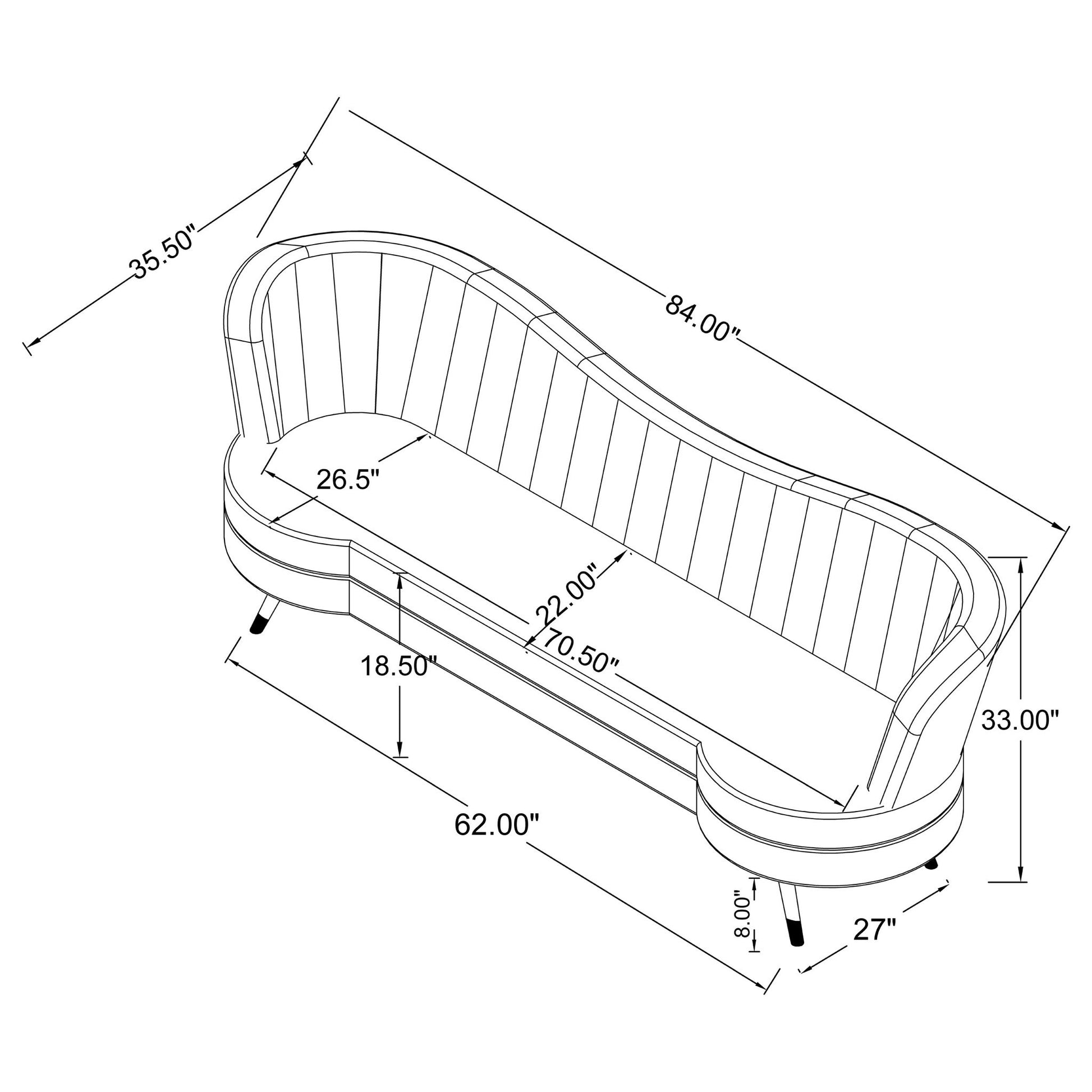 Sienna - 2 Piece Back Living Room Set, Sofa & Loveseat - Gray