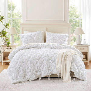 Lily - Full/Queen 3 Piece Comforter Set - White
