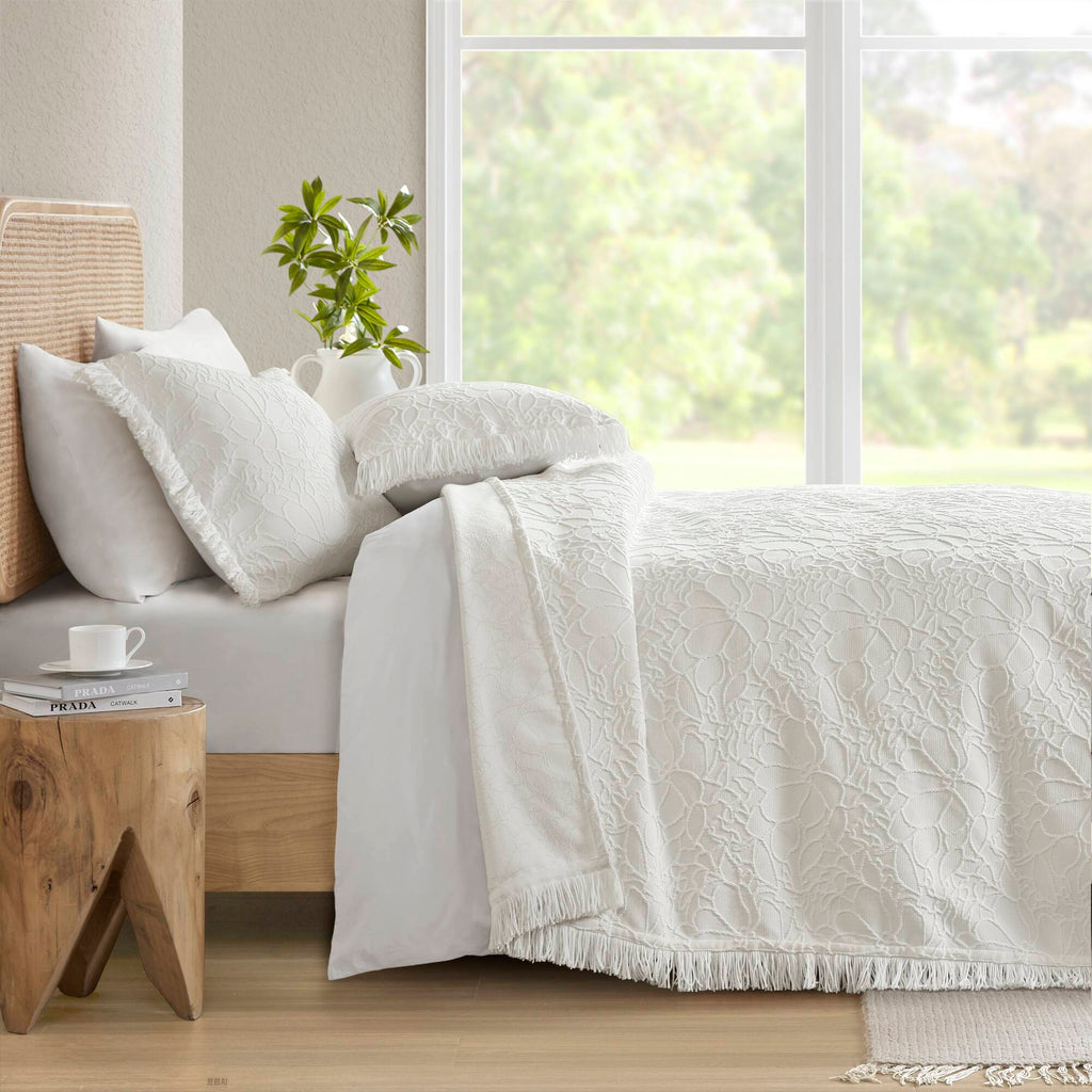 Willow - 3 Piece Queen Bedspread Set - White