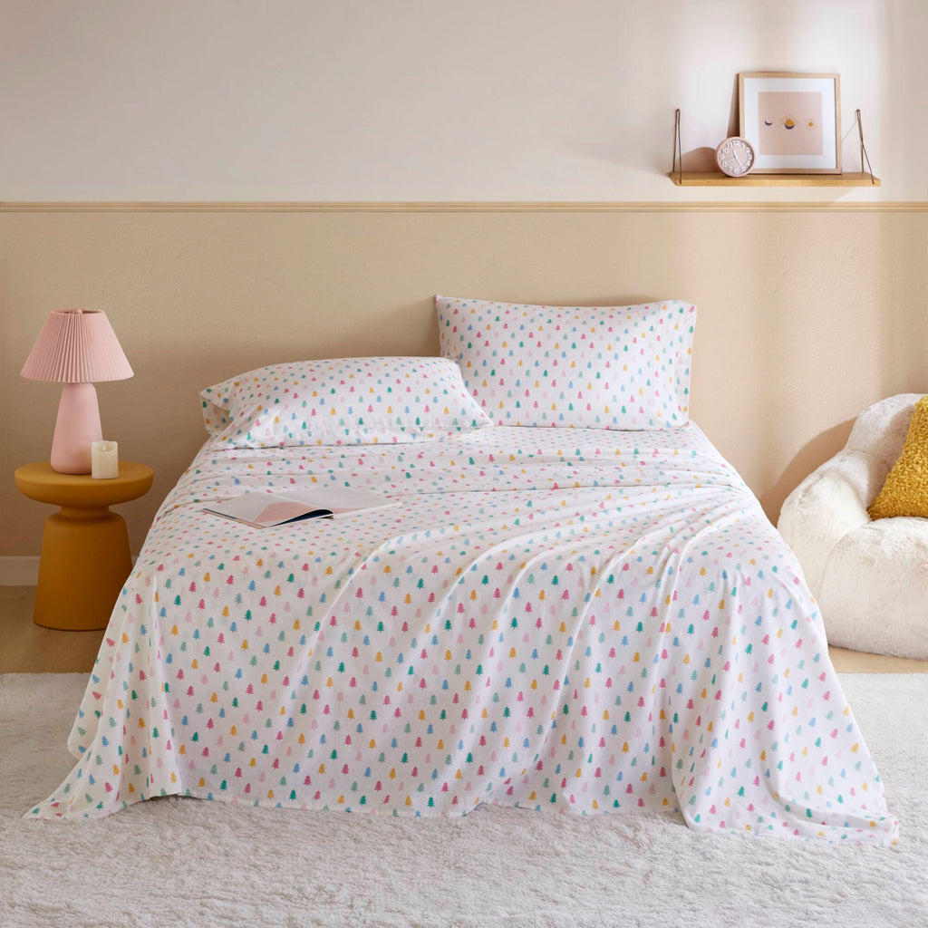 Cozy Soft - Queen 100% Flannel Pigment Printed Sheet Set - Tree Block