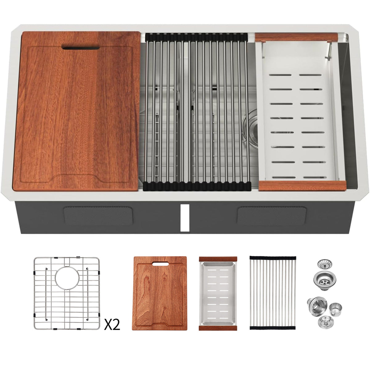 Stainless Steel Undermount Kitchen Sink With Double Bowl