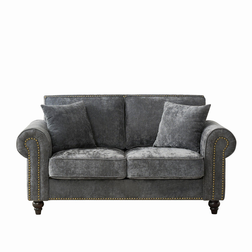 2 Seater Sofa With Rolled Arms, Tufted Upholstered Couch