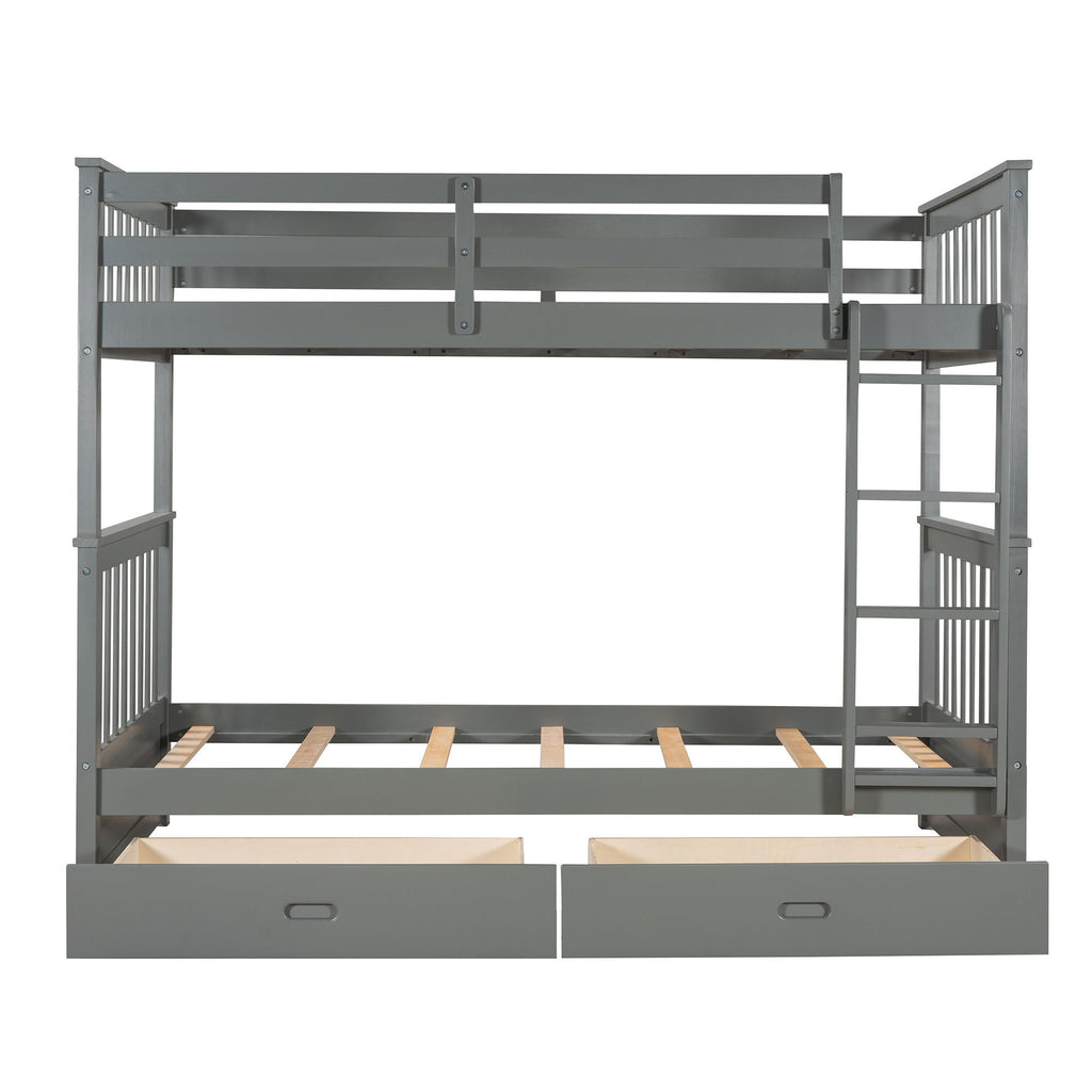 Bunk Bed With Ladders And 2 Storage Drawers
