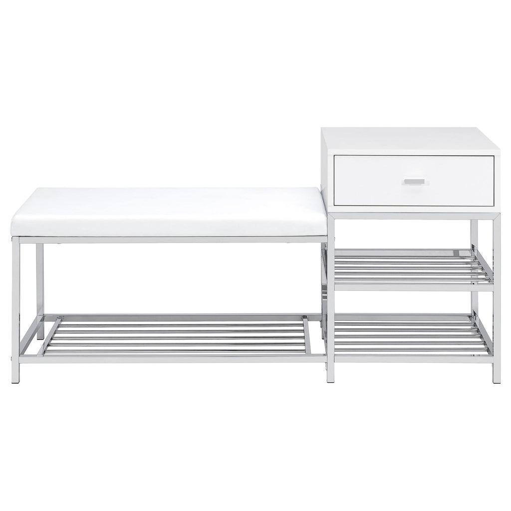 Yesler - 1 Drawer Storage Bench - Glossy White