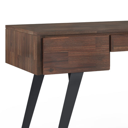 Lowry - Desk with Deep Drawers - Distressed Charcoal Brown