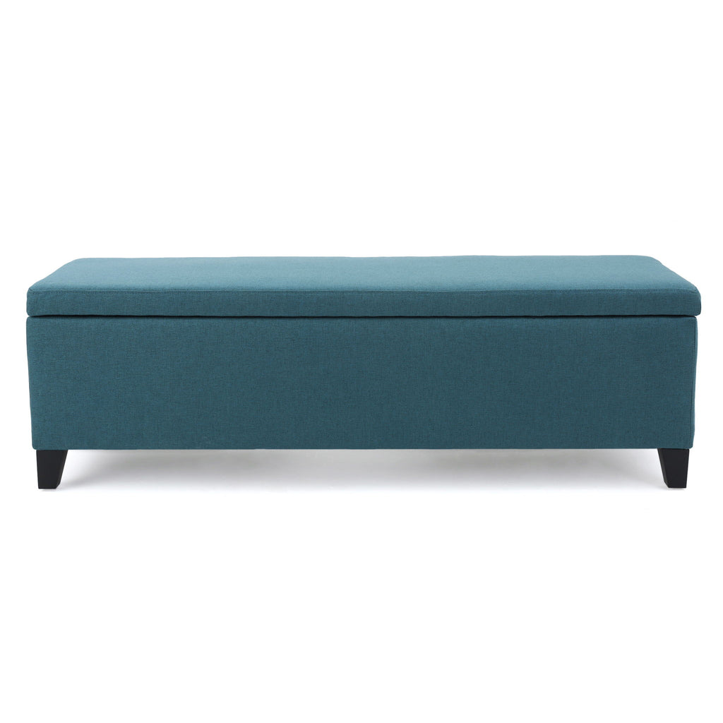 Contemporary Storage Ottoman Bench With Polyester Upholstery
