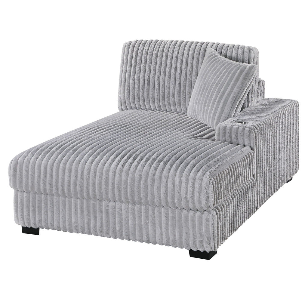 RAF Chaise With Cup Holder Modular Living Room Furniture Pillow - Gray / Mink