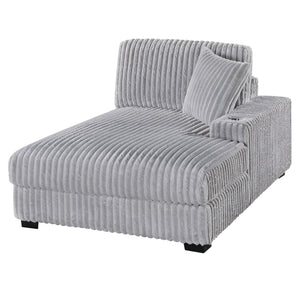RAF Chaise With Cup Holder Modular Living Room Furniture Pillow - Gray / Mink
