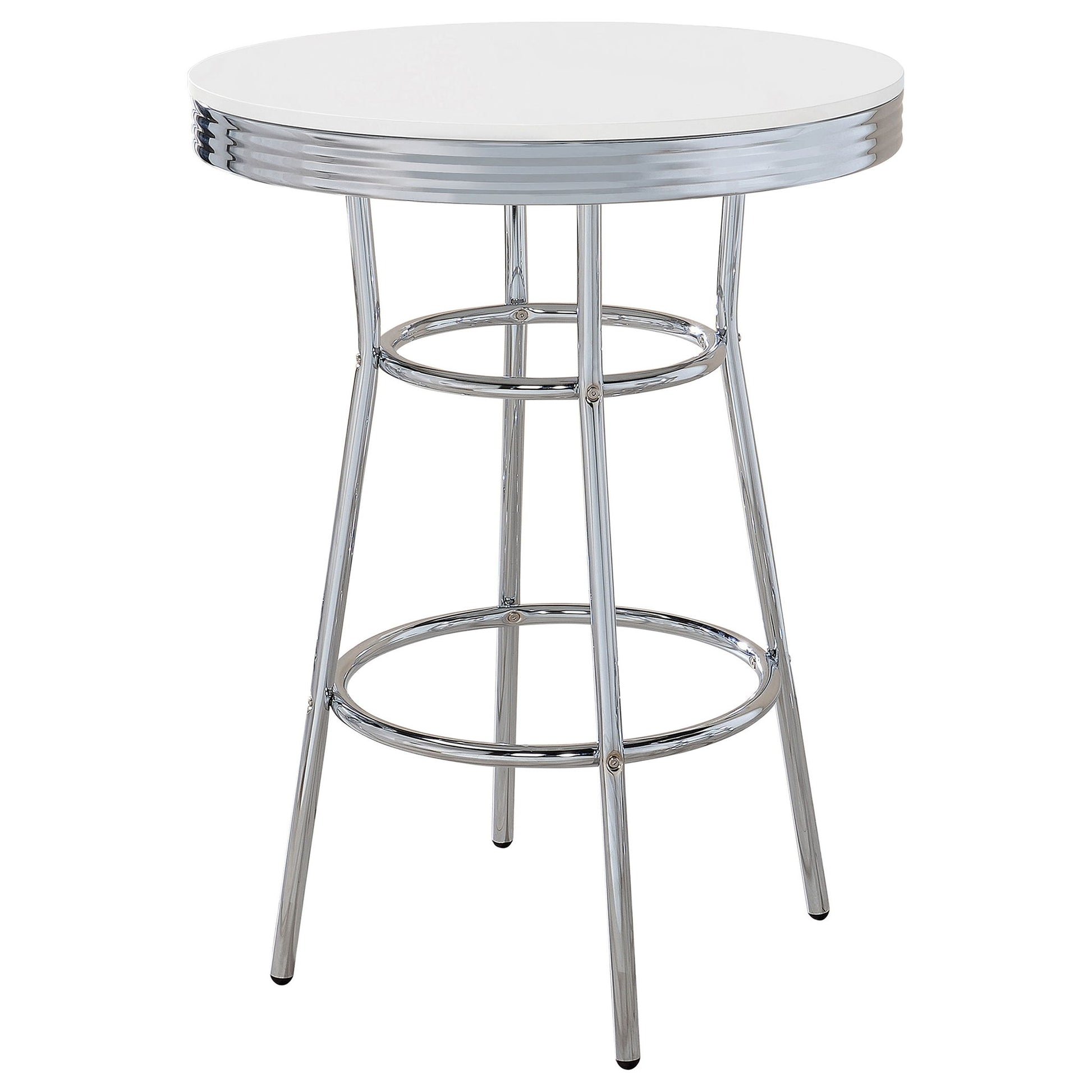 Midge - 3 Piece Round 1950S Bistro Pub Bar Table Set With Upholstery - White