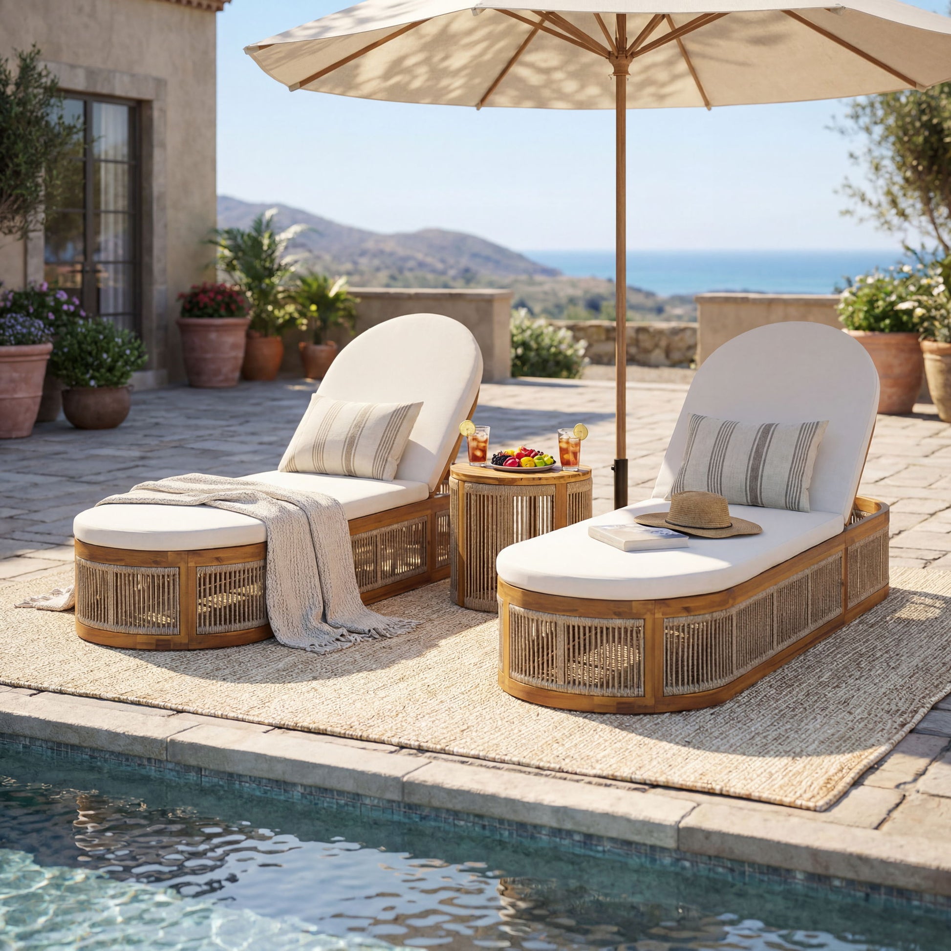 Chaise Lounge Set With 3 Position Adjustable