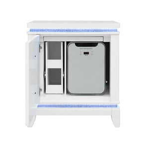 Adalid - Nightstand With Cooler, USB And Speaker - White