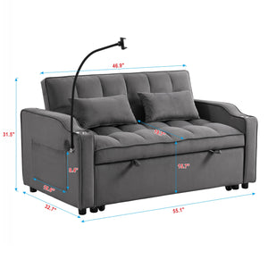 Sofa Bed With Trundle For Small Rooms - Dark Gray