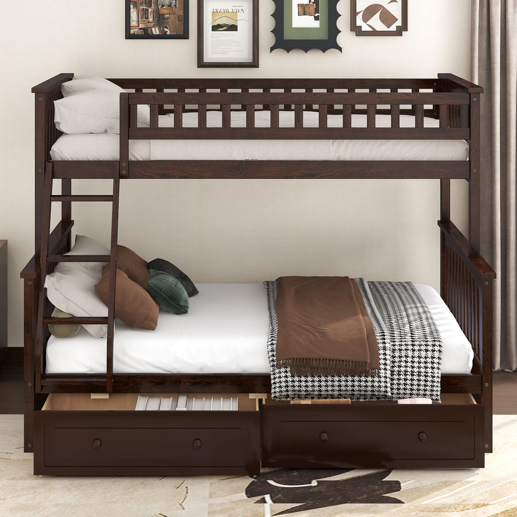Bunk Bed With Drawers, Convertible Storage Bed