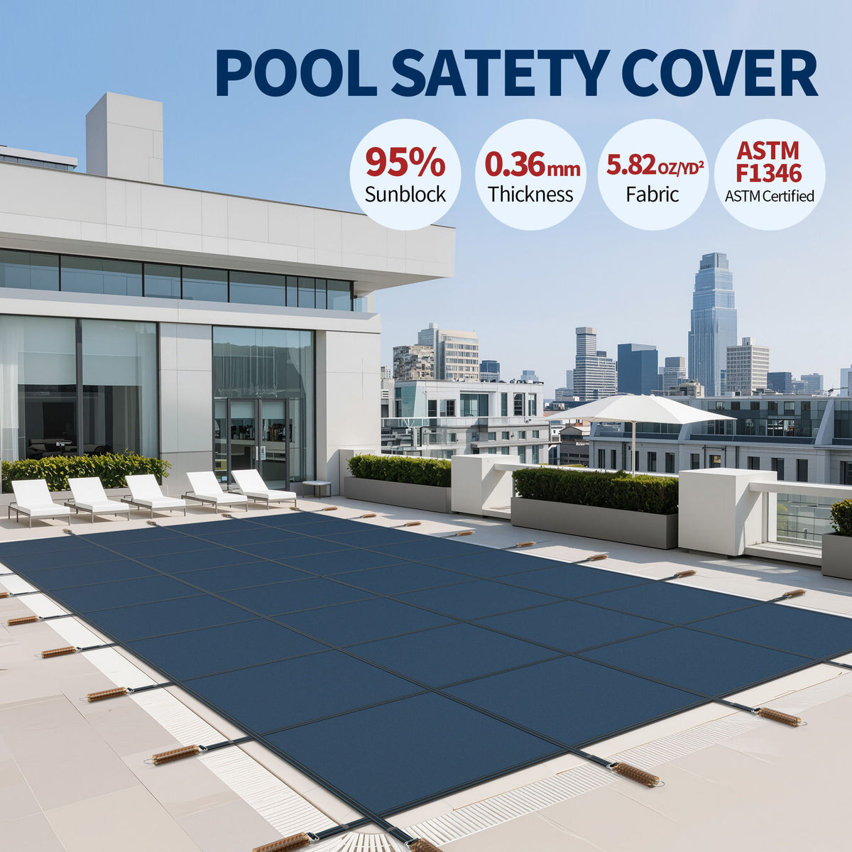 Swimming Pool Safety Cover For Underground Pools - Blue