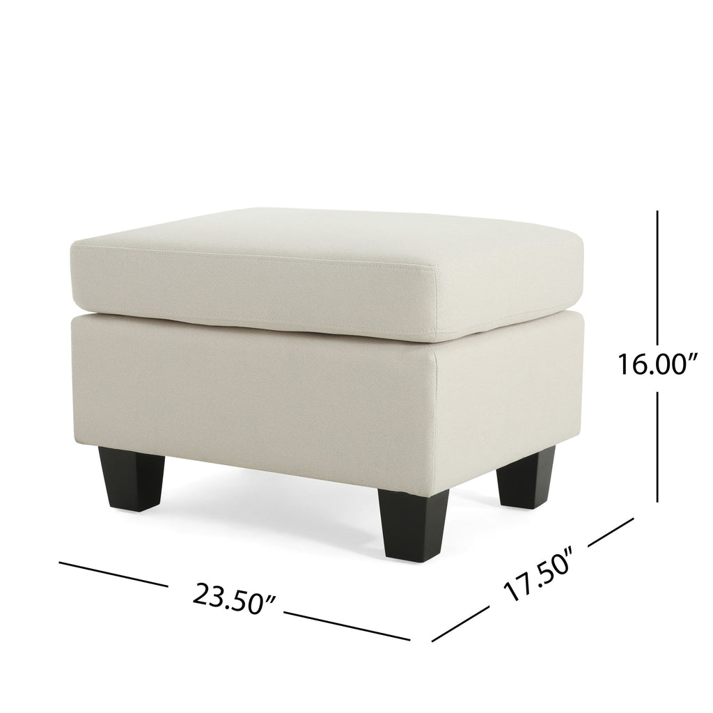 Springfield - Ottoman Contemporary Design Fabric Birch Wood Legs - Beige