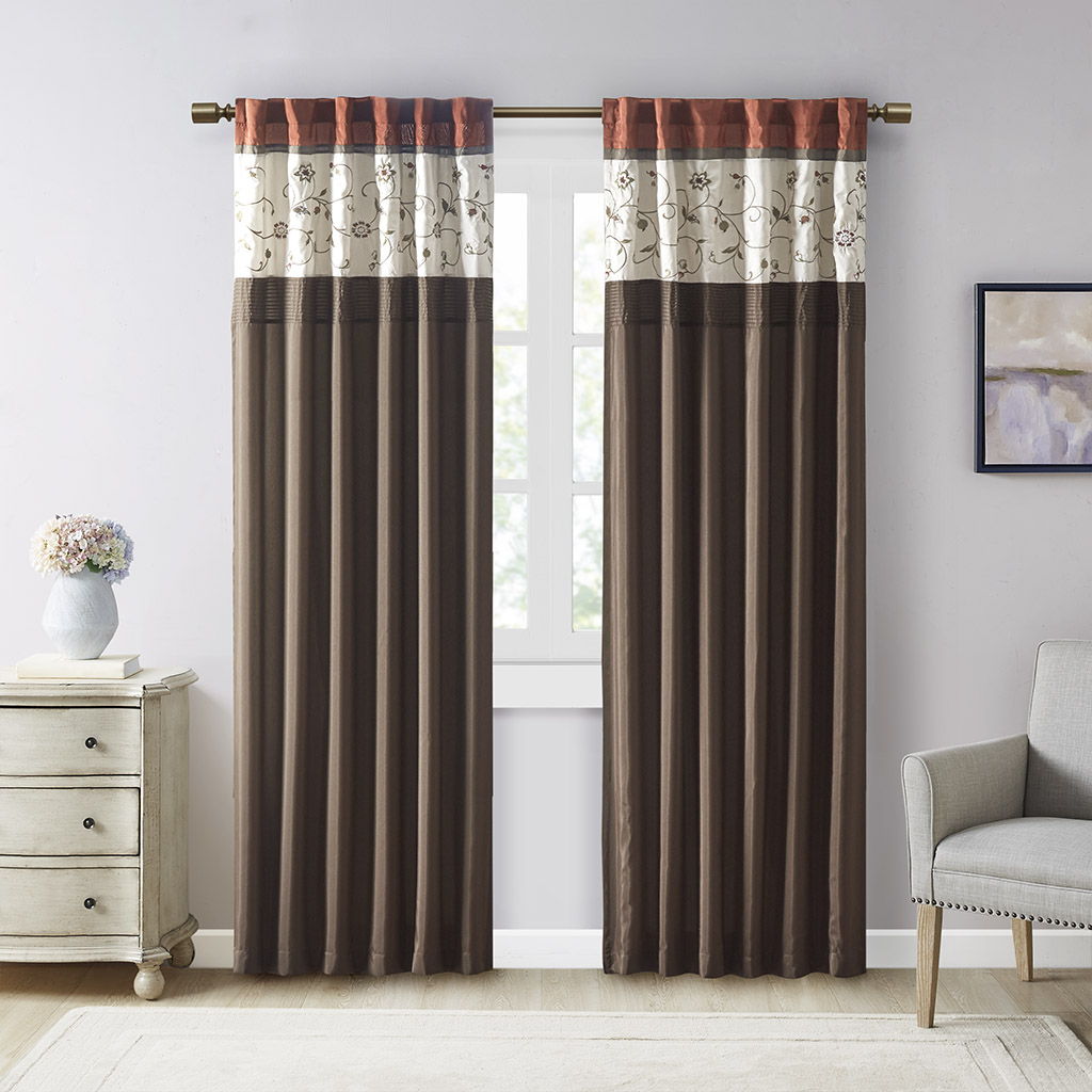 Serene - Embroidered Window Panel - Spice