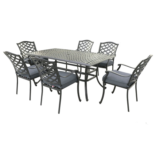 Rectangular Aluminum Dining Set With Cushions