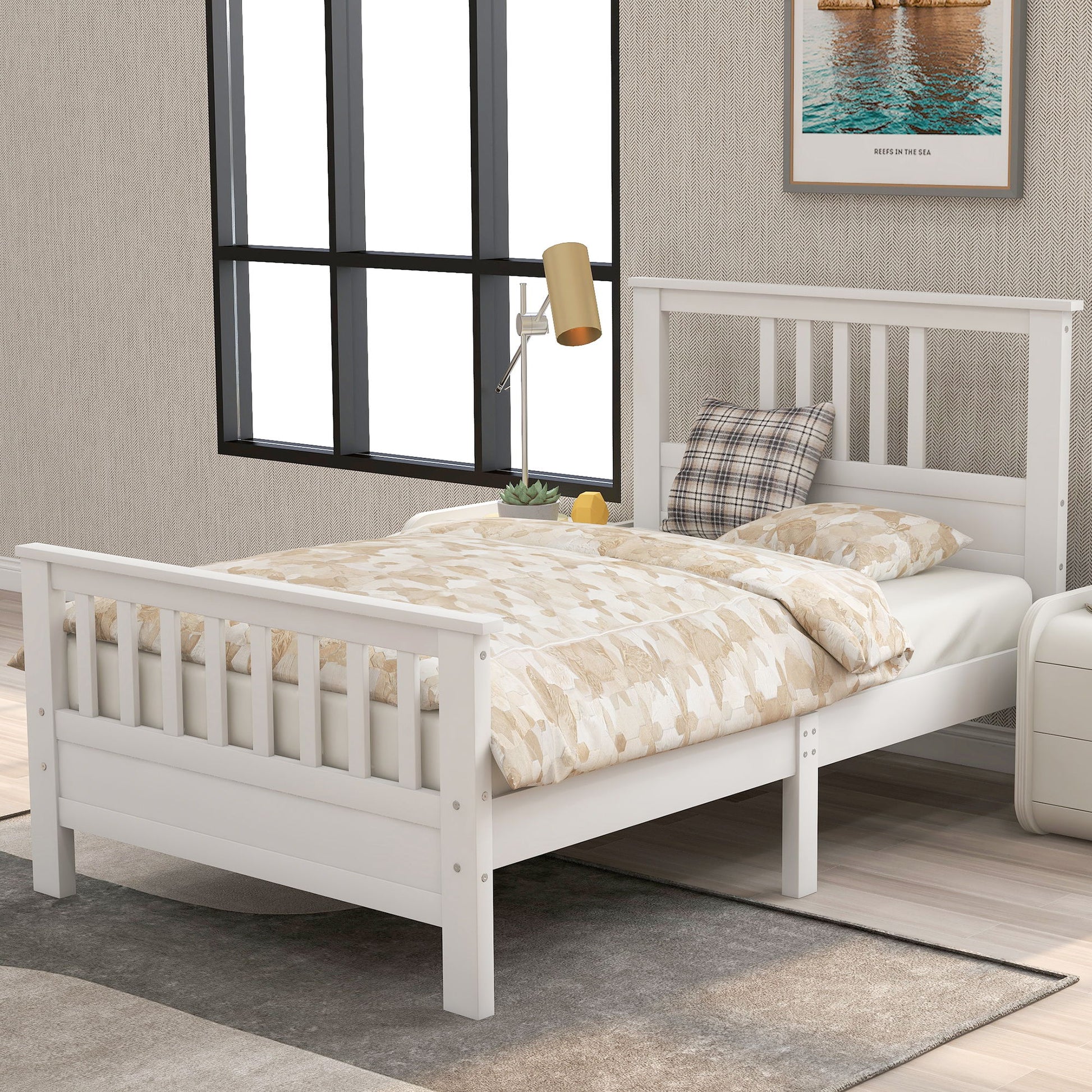 Platform Bed With Paneled Headboard And Footboard