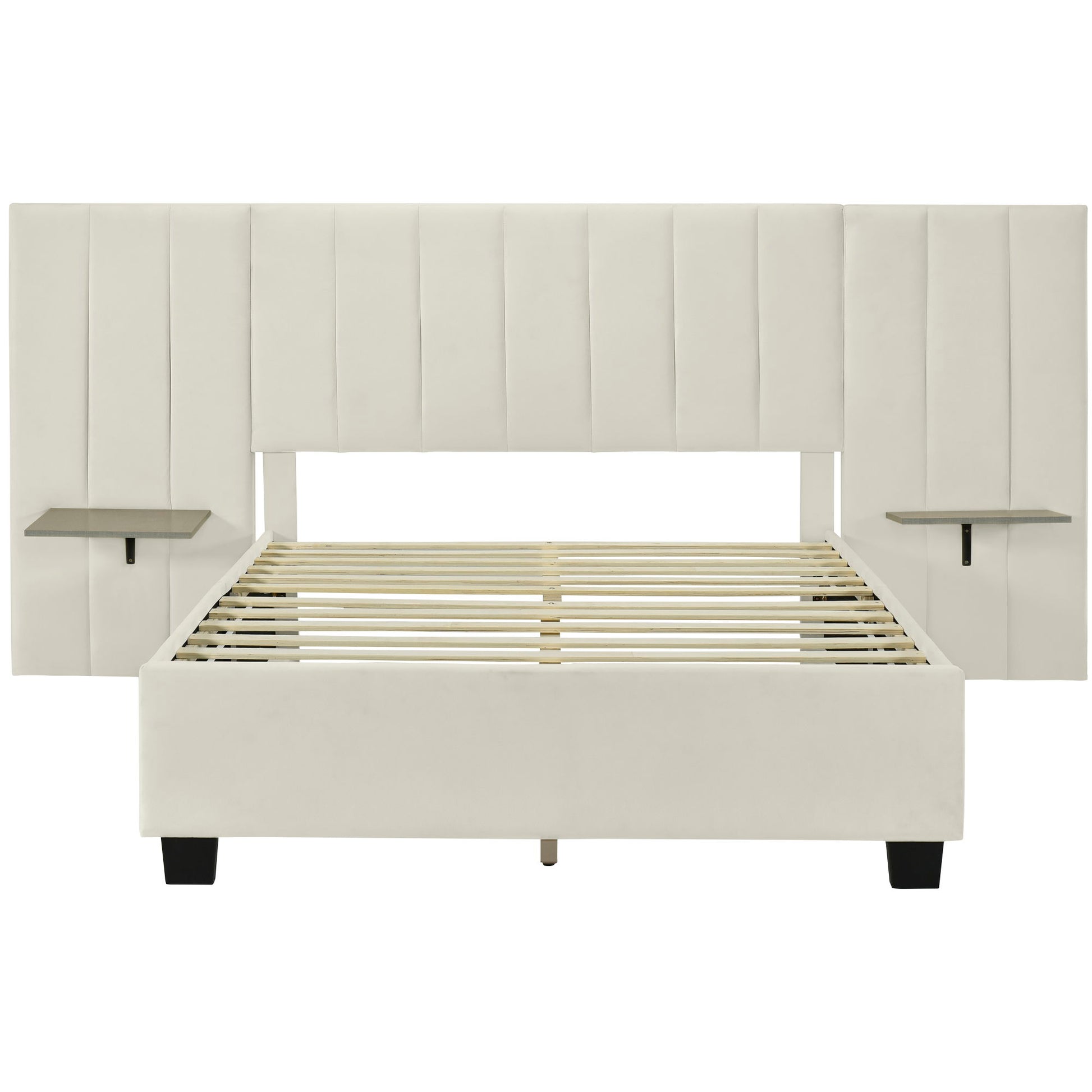 Upholstered Platform Bed With Big Headboard