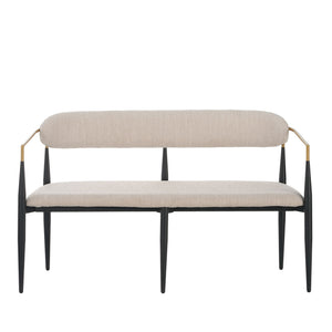 Modern Upholstered Loveseat Settee - Beige / Black / Gold