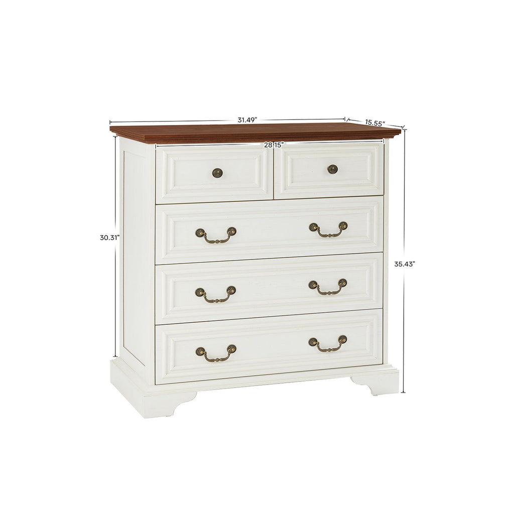 Modern 5 Drawer Dresser For Bedroom, Ample Storage Wide Chest Of Drawers