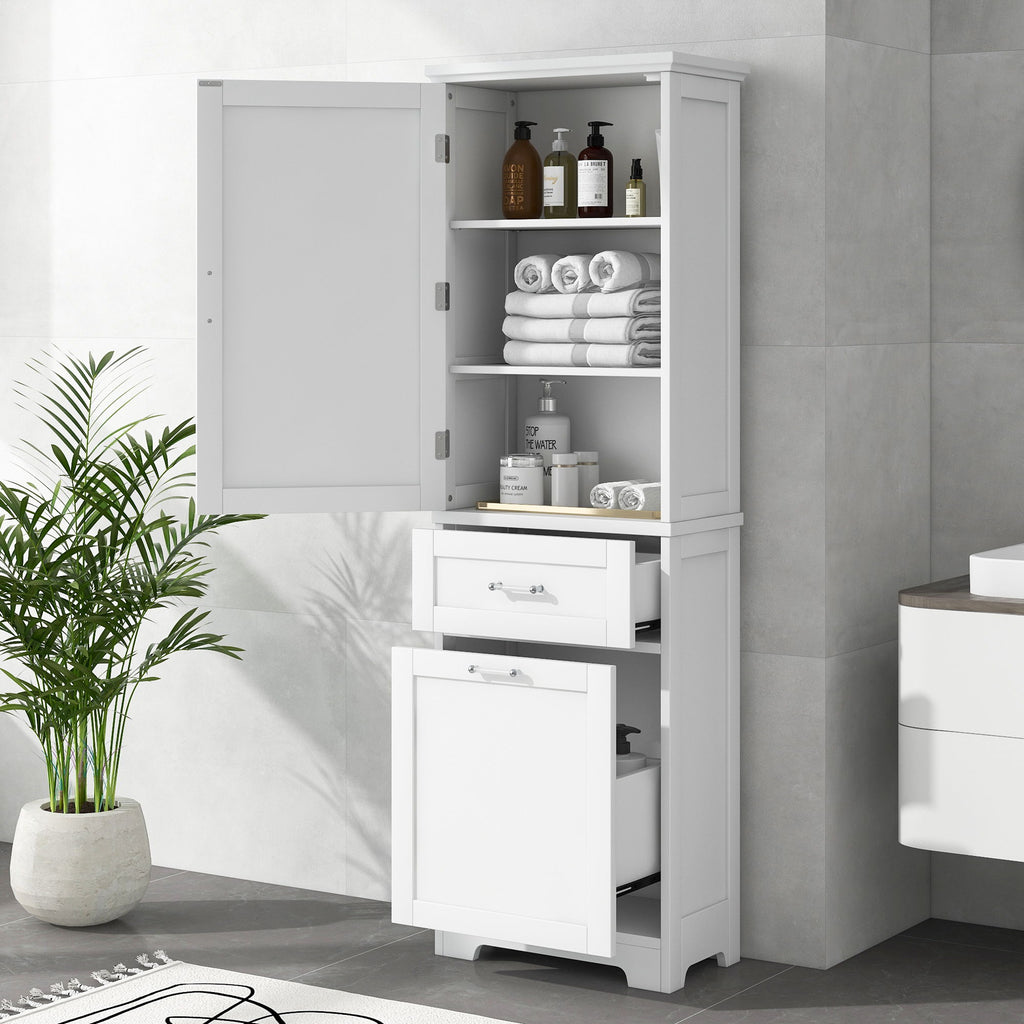 Tall Freestanding Bathroom Storage Cabinet With Adjustable Shelf And 2 Drawers