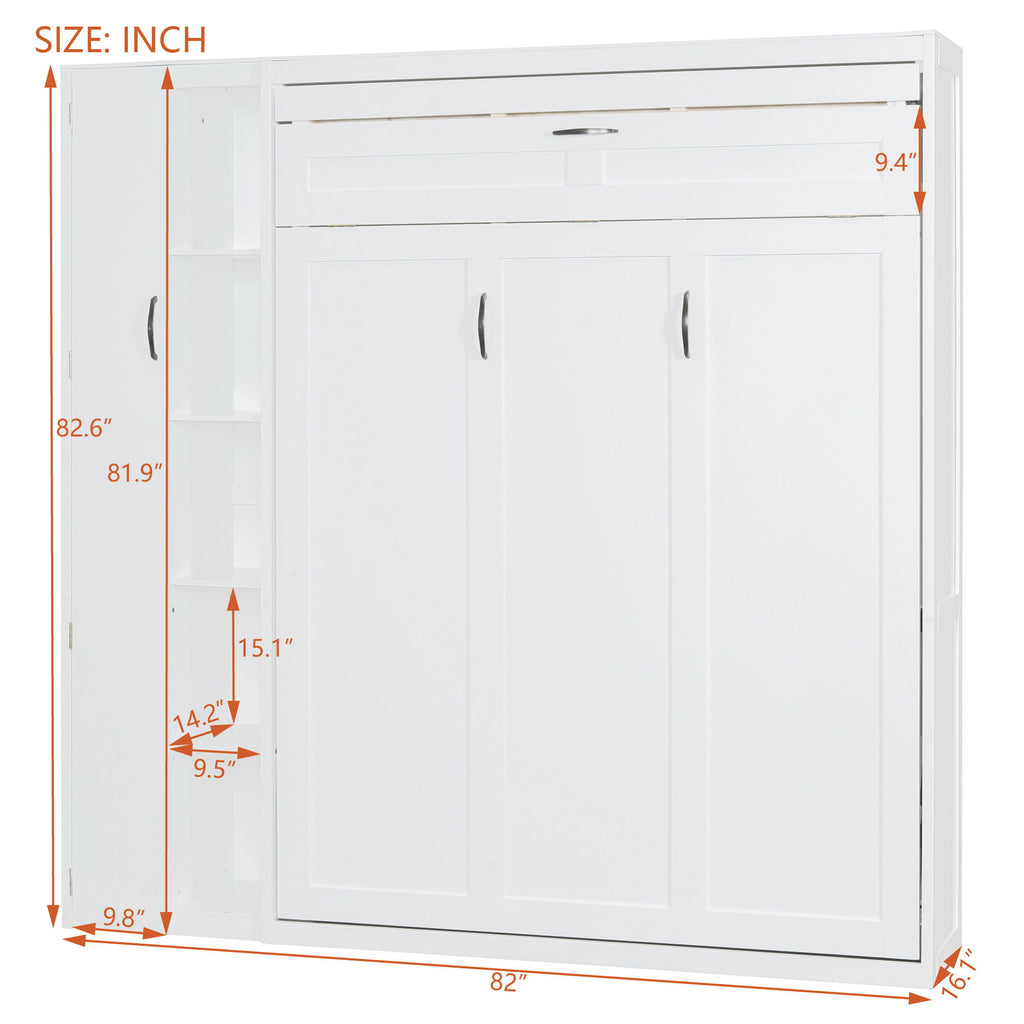 Murphy Wall Bed With Shelves, Wardrobe And LED Lights