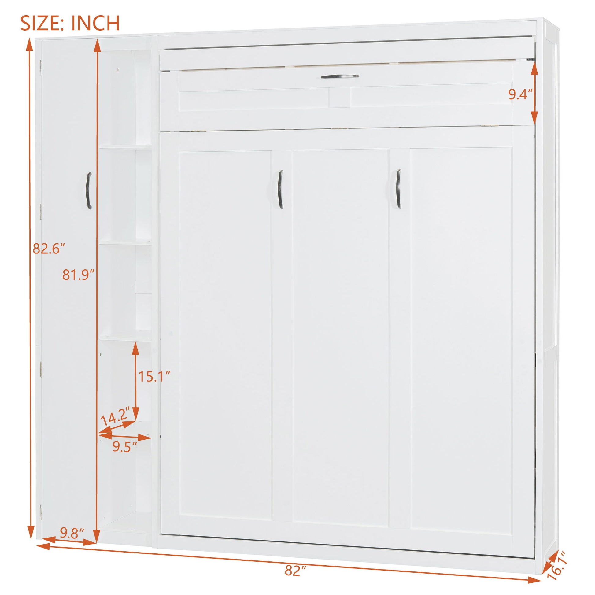 Murphy Wall Bed With Shelves, Wardrobe And LED Lights