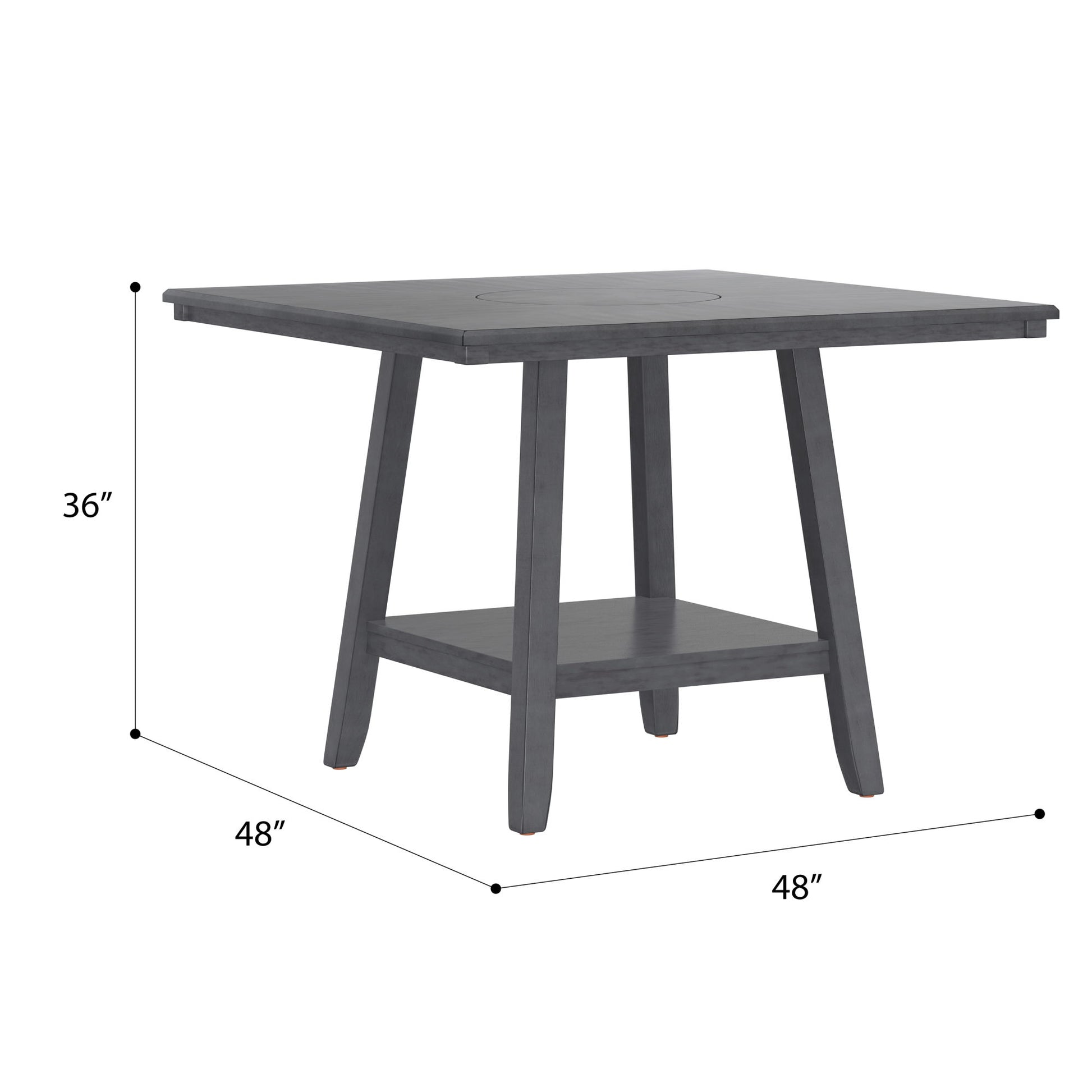 Counter Height Dining Table With Tapered Base And Lazy Susan - Gray
