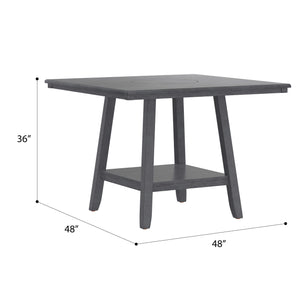 Counter Height Dining Table With Tapered Base And Lazy Susan - Gray