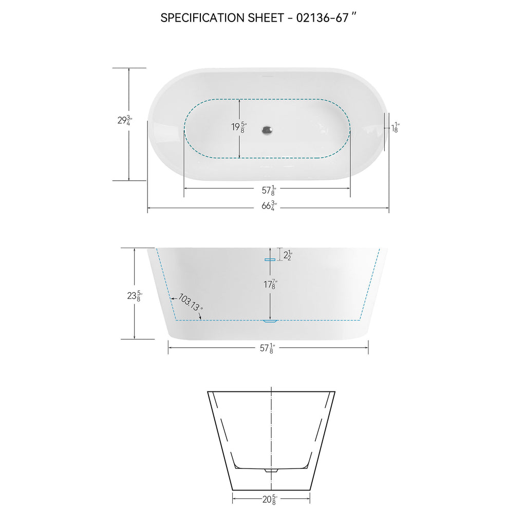 Freestanding Bathtub, Modern & Contemporary Design Soaking Tub With Toe-Tap Drain In Chrome And Classic Slotted Overflow
